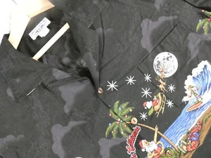 Pacific Legend Men's Santa Claus Black Mele Kalikimaka Hawaiian Shirt Size XL - Picture 1 of 8