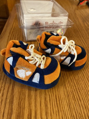 NCAA CLEMSON University TIGER UNISEX Baby SNEAKER'S COZY SLIPPERS ORANGE Navy Cover