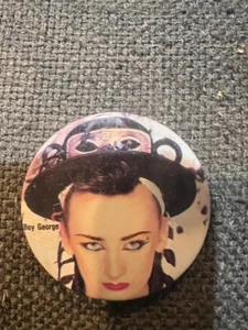 Vintage Boy George Culture Club Buttons Pinback 1980s New Wave Music 2.25" - Picture 1 of 2