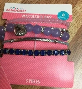 Set Of 5 Way To Celebrate MOTHER'S Celebrate Patriotic Bracelet MULTICOLOR NEW - Picture 1 of 6
