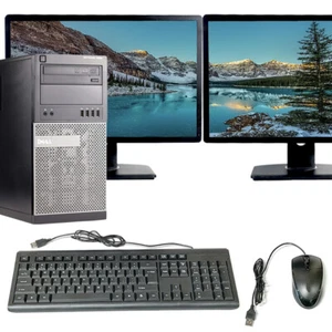 Dell Tower Desktop Computer i7 16GB 2TB HD or SSD Wi-Fi Windows 10 Pro 24" LCD - Picture 1 of 14