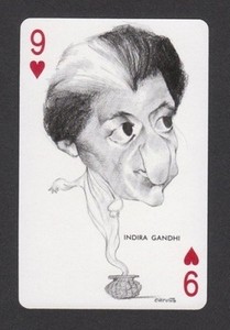 Indira Gandhi India 1973 Political Playing Card  issued in Spain