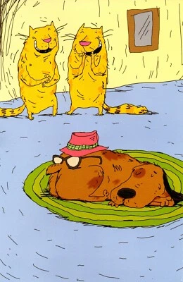 Funny ANYTIME Card, "Cats Pranking Dog" by American Greetings + Envelope - Image 1 of 4