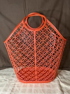 VTG Shamrock Neatway Plastic Jelly Beach Tote Bag Basket, MCM Starburst, Orange - Picture 1 of 17