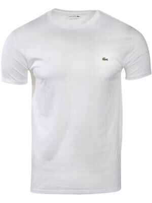 Lacoste Men's T-Shirt Crew Neck Short Sleeve Pima Jersey White • 59.95€
