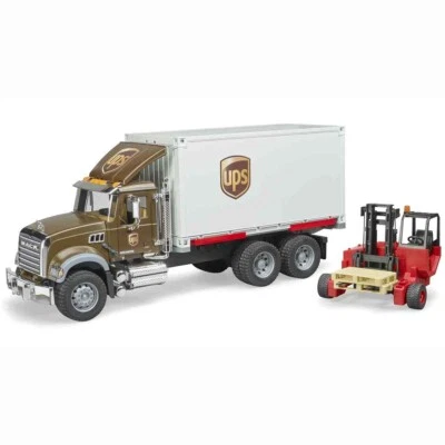 BRUDER 02828 MACK Granite UPS Logistik-LKW mit Mitnahmestapler - Bild 1 von 4