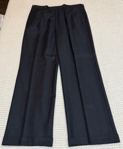 J Crew Pleated Wool Flannel Cuffed Trousers Pants Men's 38x34 Black - Picture 1 of 3