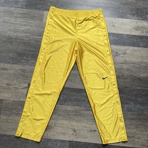 Nike DriFit Pants Mens M Yellow Dazzle Satin Breakaway Snap Basketball 90s Read - Picture 1 of 6