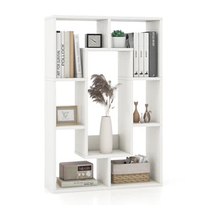 35.5" Free-standing Geometric Bookshelf Open-back Bookcase w/ 7 Cubes for Study - Picture 1 of 10