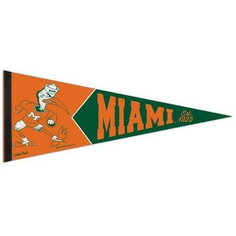MIAMI HURRICANES PREMIUM QUALITY PENNANT 12"X30" BANNER COLLEGE VAULT Cover