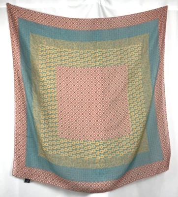 Bufanda Cuadrada Vintage GAP Poliéster Rosa Azul y Amarillo Motivo Floral Hecha en Italia Foto 1 de 4