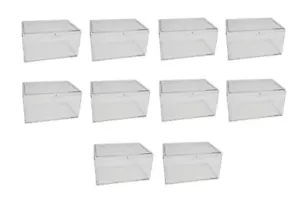 (10 Box Lot) CSP 100-Card Size Hinged Plastic Box For Trading Cards Snap Closure - Zdjęcie 1 z 3