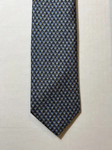 Metropolitan Museum Of Art Tie Men Silk Woven 59.5x3.5 Italy Blue Geometric - Picture 1 of 7