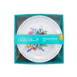 Pioneer Woman Appetizer Plates Tray Party Holds Wine Glass Floral Melamine 4Pcs - Picture 1 of 4