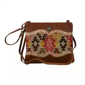Desert Heritage kleine Schultertasche, Tribal Design Geldbörse - Reißverschlüsse geschlossen - Leder - Bild 1 von 7