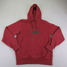 North Face Hoodie Mens Small Red Pullover Outdoors Sweater Grizzly Bear Trail ^