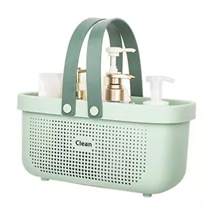 Plastic Storage Basket with Handle Portable Shower Caddy Tote Large Green - Picture 1 of 7