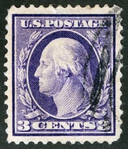 US Sc 376 Violet 3¢ SLWm p.12 GEM Used Black Oval Cancel - Picture 1 of 1