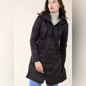 PRAIRIE UNDERGOUND Black Raincoat Jacket Women Cloak Hood Organic Cotton Large - Picture 1 of 16