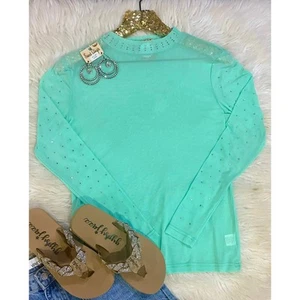 Sterling Kreek women's long sleeve mesh top Mint Green - Picture 1 of 19