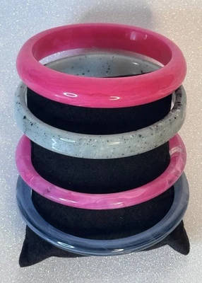 Juego de 4 brazaletes de resina estilo vintage joyería retro Foto 1 de 4