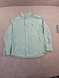 Camisa Ralph Lauren Para Hombre XL Verde Blanco Rayas Tejida Oxford Carne Pony - Imagen 1 de 6