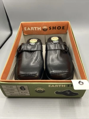 Earth Shoe Gelron 2000 Tyler Womens Clogs Size 6 Black Leather Wedge Heel Shoe - Image 1 of 4