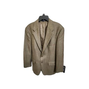 Vtg Chaps Ralph Lauren 43R 100% Wool Flannel Tweed Mens Blazer Jacket Brwn Plaid - Picture 1 of 11