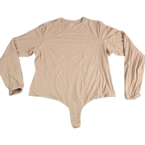 Skims Thong Bodysuit Longsleeve Womens Plus Size 3XL Nude Shapewear - Picture 1 of 11