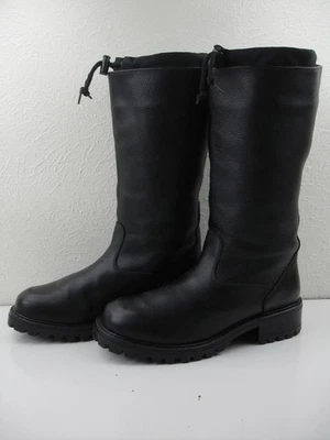 Women's sz 11 M L.L. Bean Boots Canada Black Leather Knee High Wool Lined Winter - Image 1 of 4