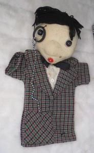 Vintage Folkart pupazzo a mano in tuta di tweed e occhiello 13 pollici - Foto 1 di 5