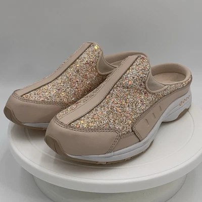 Easy Spirit Traveltime 332 Mules Women’s 7W Pink Glitter Leather Slip-On Shoes - Image 1 of 4