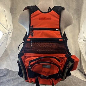 L.L. Bean Upland Hunting Vest Backpack Orange Black Large - Picture 1 of 24