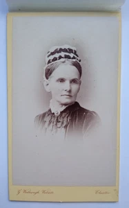 CDV Lady Bonnet Brooch Portrait by Watmough Webster, Chester - Picture 1 of 3