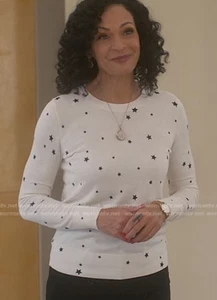 Suéter Banana Republic Para Mujer Cuello Redondo Seda y Cachemira Estampado de Estrellas M ¡NUEVO! - Imagen 1 de 6
