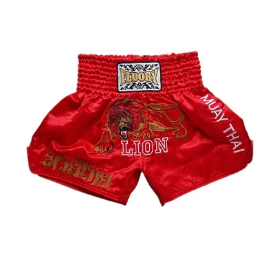 Boxing Shorts Solid Color Embroidery Lion Muay Thai Shorts - Image 1 of 4
