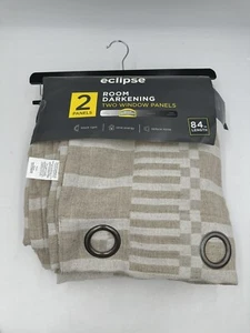 Eclipse Blackout One Grommet Panel 42” x 84” Beige Striped tan Reduce Noise New - Picture 1 of 5
