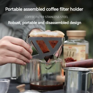 Outdoor Portable Stainless Funnel Coffee Filte CupCoffee Drip Holder Camping Au - Picture 1 of 14