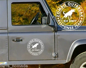 2x ZOMBIE RESPONSE TEAM K9 UNIT FUNNY CAR WINDOW STICKER DECAL GRAPHIC 8.5" 22cm - Picture 1 of 2