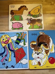 Vintage Sammlerstück Playskool & Conner Holzpuzzle drei Puzzles (3) - Bild 1 von 12