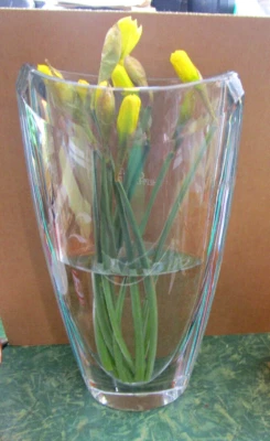 VINTAGE STUNNING HEAVY WATERFORD CRYSTAL CLEAR “ECLIPSE” GLASS VASE MINT 12 1/2" - Image 1 of 4