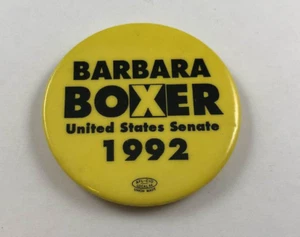 Vintage BARBARA BOXER UNITED STATES SENATE 1992 Campaign Button, Pinback - Picture 1 of 2