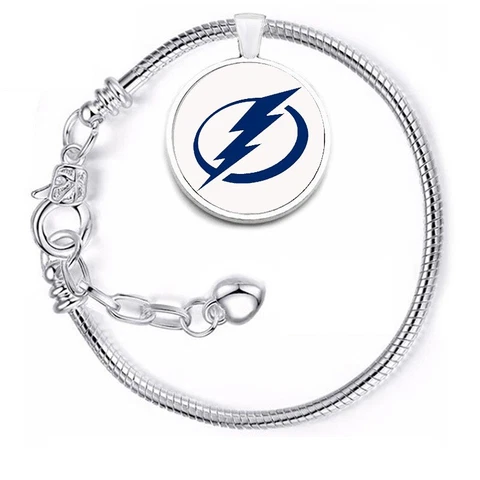 Tampa Bay Lightning Womens Mens Silver Link Chain Adjustable Bracelet D10 Cover