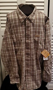 Timberland Caqui Carrera MARRÓN Camisa Hombre Cuadros Talla XXL CON MANGA A PRESIÓN - Imagen 1 de 11