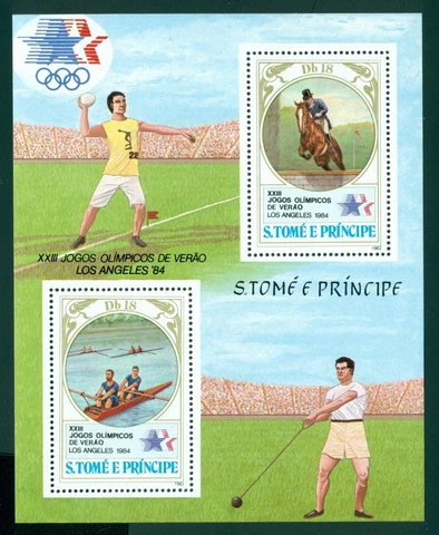 St. Thomas & Prince Scott #724//725b MNH S/S OLYMPICS 1984 Los Angeles $$ Cover