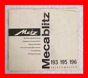 METZ MECABLITZ TELECOMPUTER MODEL 193 195 196 CAMERA FLASH MANUAL BOOKLET - Picture 1 of 2