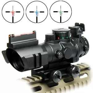 4X32 Red/Green/Blue Rifle Scope with Fiber Optic Sight BDC Recticle For Hunting - Picture 1 of 9
