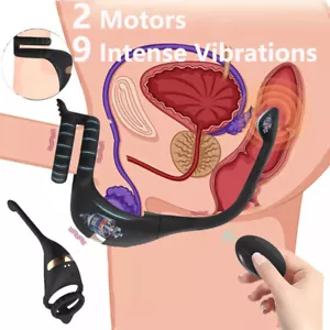 Penis Cock Ring Vibrator Anal Butt Plug Prostate Massager Sex Toys for Couples - Picture 1 of 14