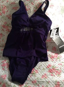 Trimshaper Swimsuit sz 6 NWT Purple Slimming Shaping Bling 1 piece FREE SHIPPING - Picture 1 of 11