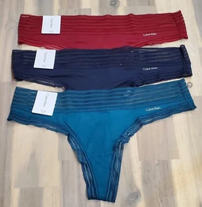 Calvin Klein Women's Striped Waist Modal Thong Panties Size Medium 3Pack - Picture 1 of 6